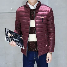 2016 Зима Вниз Телогрейки Мужчины Стенд Воротник Slim Fit Случайные Короткий Параграф Парки Мужчины Одежда Теплый Ватные Куртки Пальто