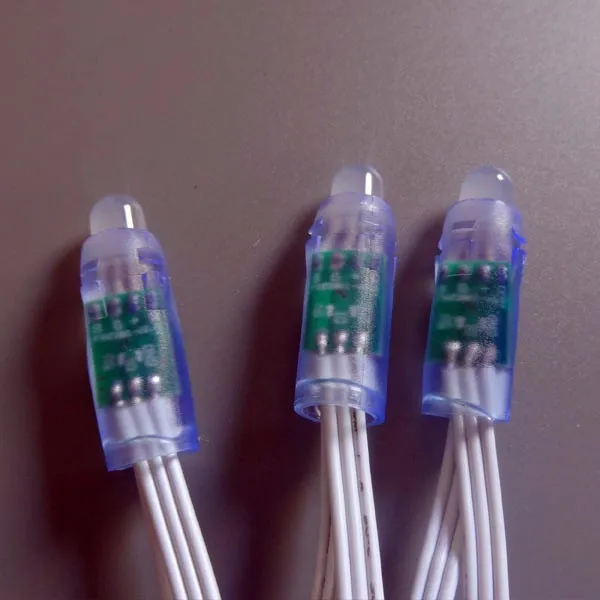 50 шт. DC5V 12 мм WS2811 Светодиодный умный пиксельный узел с полностью белый провод (20AWG)