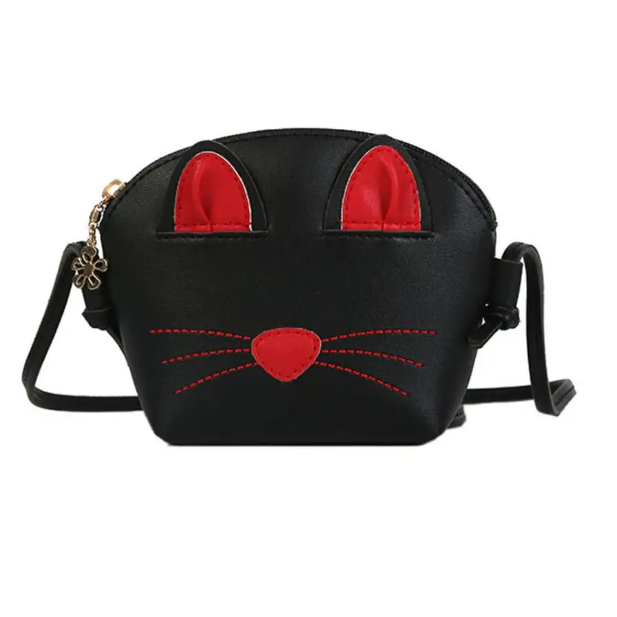 Модный школьный портфель с рисунком кота из искусственной кожи для девочек, сумка на плечо, Детские однотонные на молнии, маленькая квадратная сумка, сумка-тоут# W