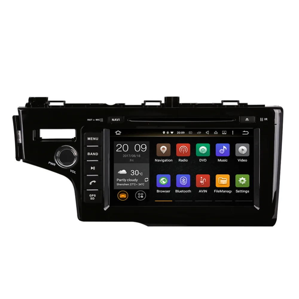 Sale Android 8.0 Octa Core 4GB+32GB Car PC GPS Head Unit For Honda Fit/Jazz Left Hand Driving 2014- Radio Stereo Bluetooth Video Wifi 1
