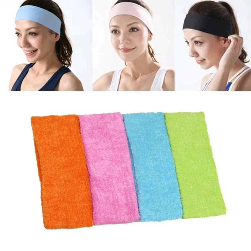 

Yoga Hair Bands Sports Towel Cotton Elastic Sweatband Biking Headband Yoga Gym Stretch Head Band Exercise Fitness Headbands