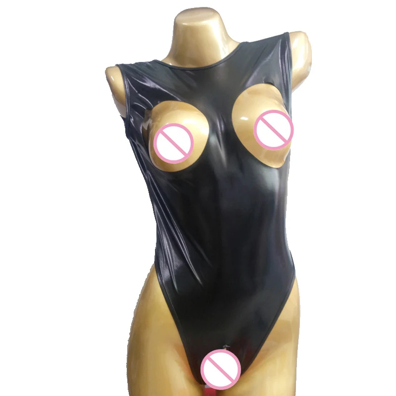 Пикантная обувь с низким вырезом на спине; открытые промежность бюст боди Искусственная кожа женское боди из латекса костюмы Эротическое белье купальник F16