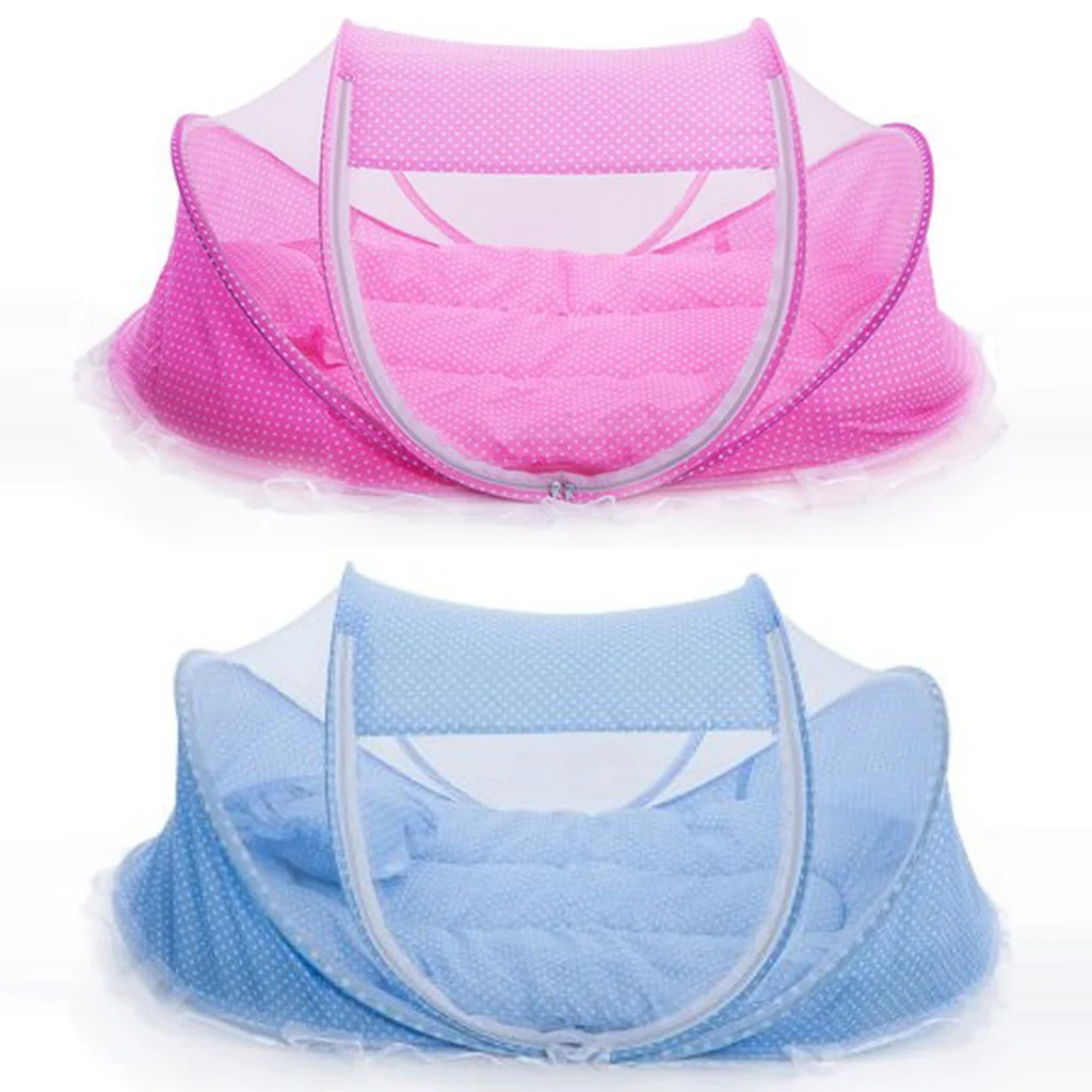Portable Foldable Baby Infant Toddler Mosquito Bed Crib Mattress Pillow and Tent for Outdoor Indoor Travel