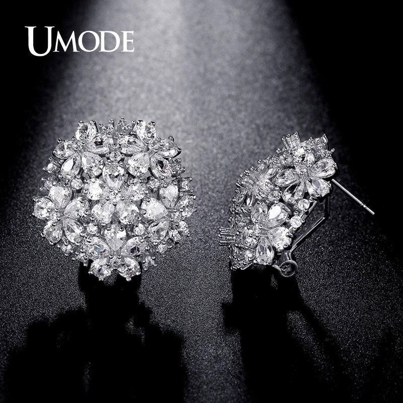 UMODE 4.5mmX3mm Pear Cut Cluster Cubic Zirconia French Clip Stud Earrings Jewelry for Women Fashion Wedding Brincos Gift UE0188B