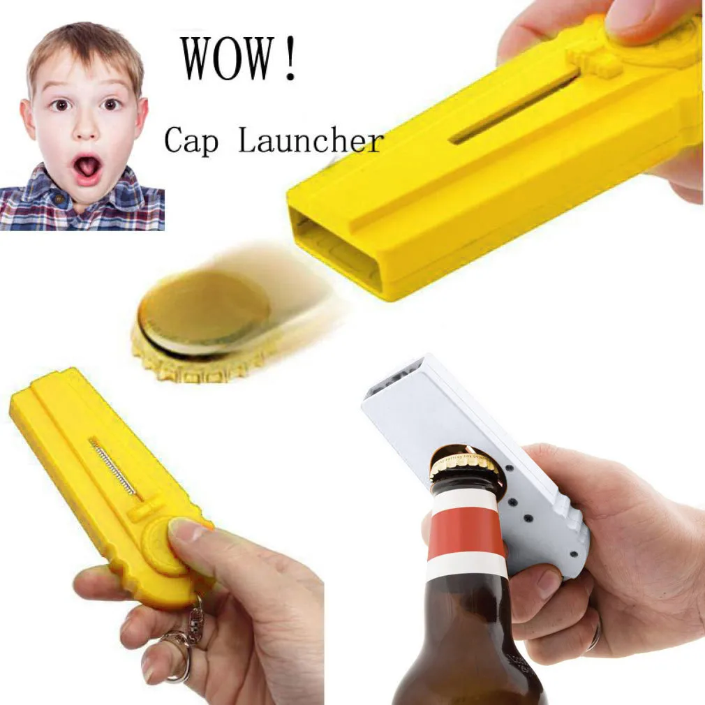 

Flying Zappa Beer Drink Bottle Opener Cap Launcher Top Shooter Key Ring Gift