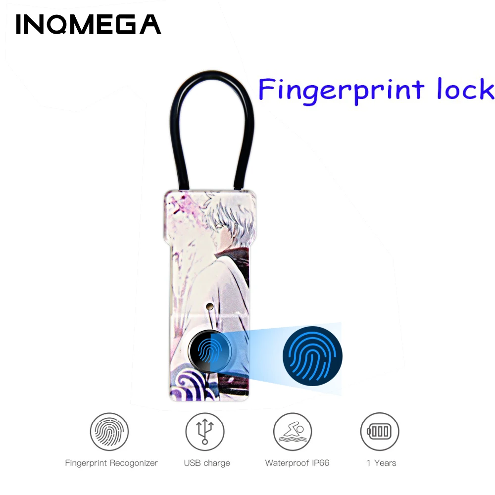 

INQAMEA Mini Portable Fingerprint Lock Smart Intelligent Outdoor Bag Handbag Anti Theft Lock Padlock Door lock