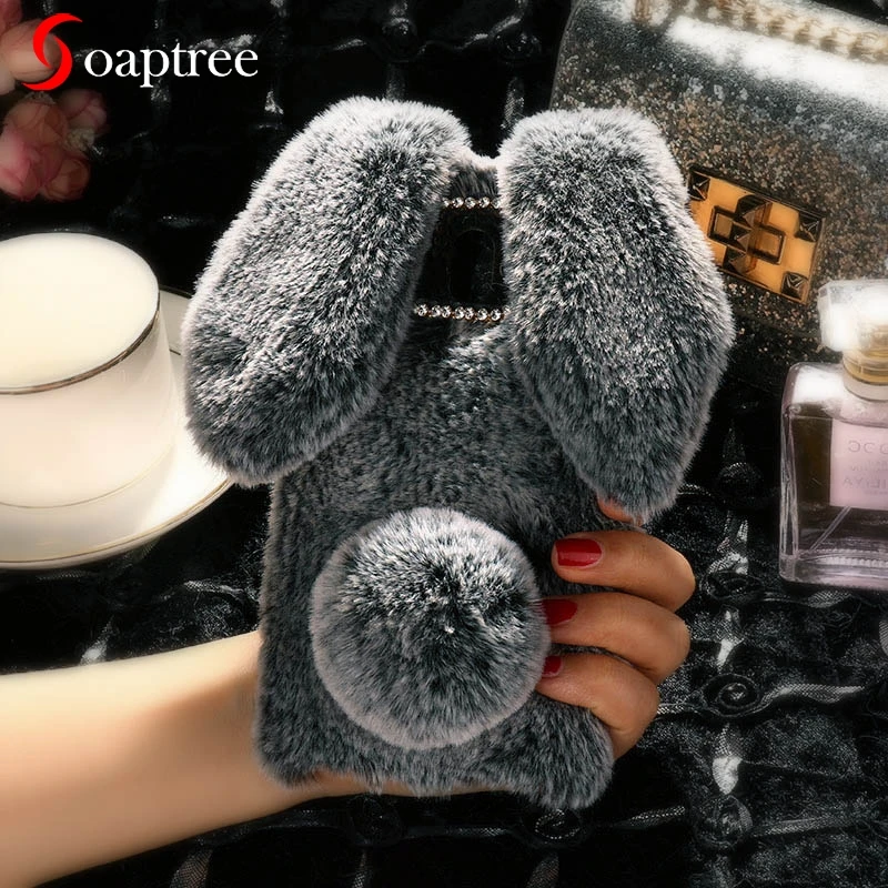 

Rabbit Fur Case For Huawei P30 Y9 Y6 Y7 Prime Pro 2017 2018 2019 P Smart Case For Huawei Mate 20 10 9 Lite Honor 7C 7A Pro Cover