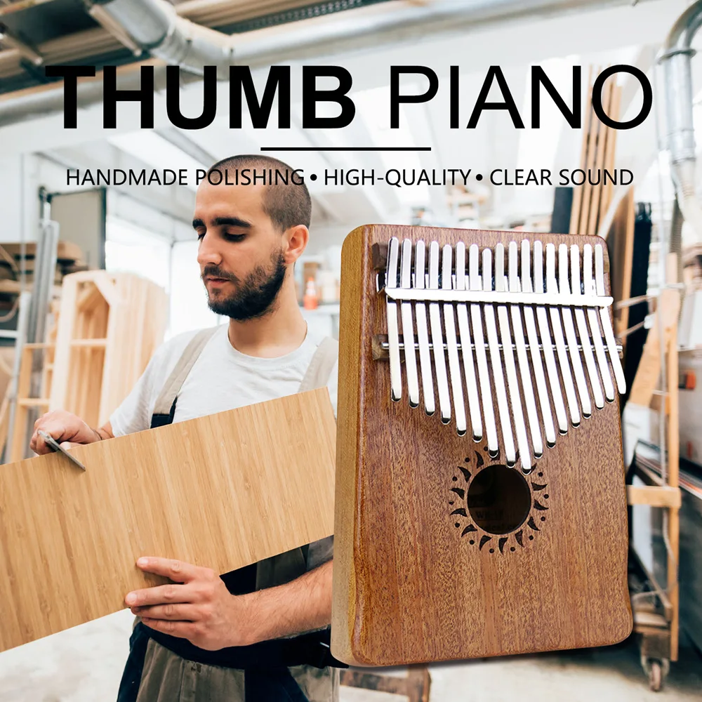 

Rahano17 Key the Kalimba Instrument,Pocket Size Finger Percussion Keyboard Lightweight and Portable African mahogany Thumb Piano