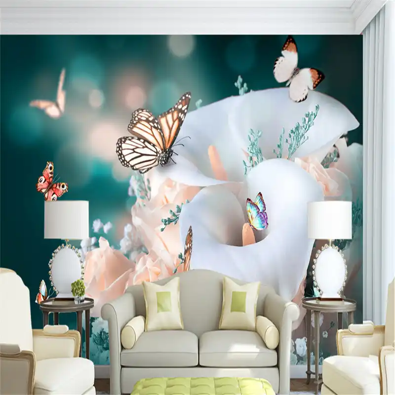 Papel De Pared Mariposa Papel Pintado Rosa Y Gris Papel De Pared