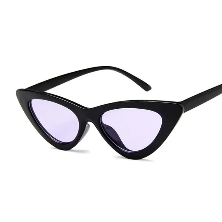 Винтажные Cateye Солнцезащитные очки женские сексуальные ретро маленькие солнцезащитные очки «кошачий глаз» брендовые дизайнерские цветные очки для женщин Oculos De Sol - Цвет линз: Black Purple