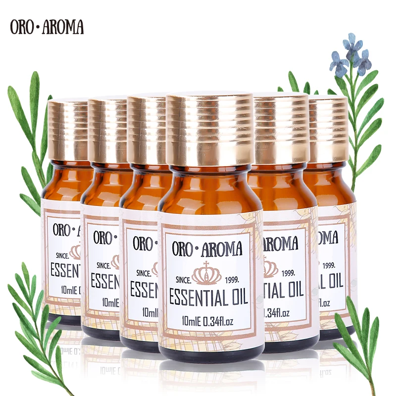 Oroaroma Lemon Chamomile Patchouli Oregano Castor Camellia Essential Oils Pack For Aromatherapy Spa Bath 10ml*6