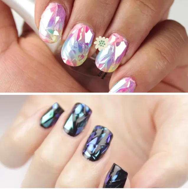 Shattered Gl Nail Sticker Best Designs 2018 Online 100cm 5cm Shattered Gl Nails Diy Nail Foil Transfer