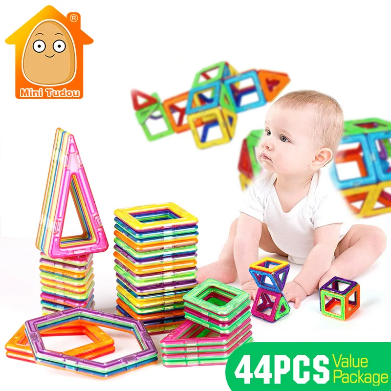 44PCS Magnetic Designer font b Construction b font Building Blocks Educational Kids font b Toys b