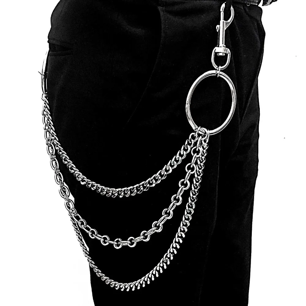 Japanse Style HipHop Street Metal Belts Chain Waist Casual Three Layers