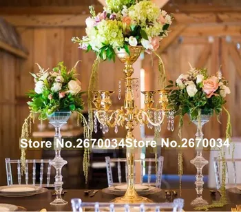 

Professional 5arms silver iron candelabras centerpiece candle holder