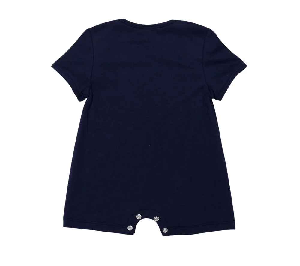 Хлопковый комбинезон с короткими рукавами для мальчиков, одежда для новорожденных комплект одежды из 2 предметов для маленьких мальчиков, темно-синий детский комбинезон+ шапочка, г