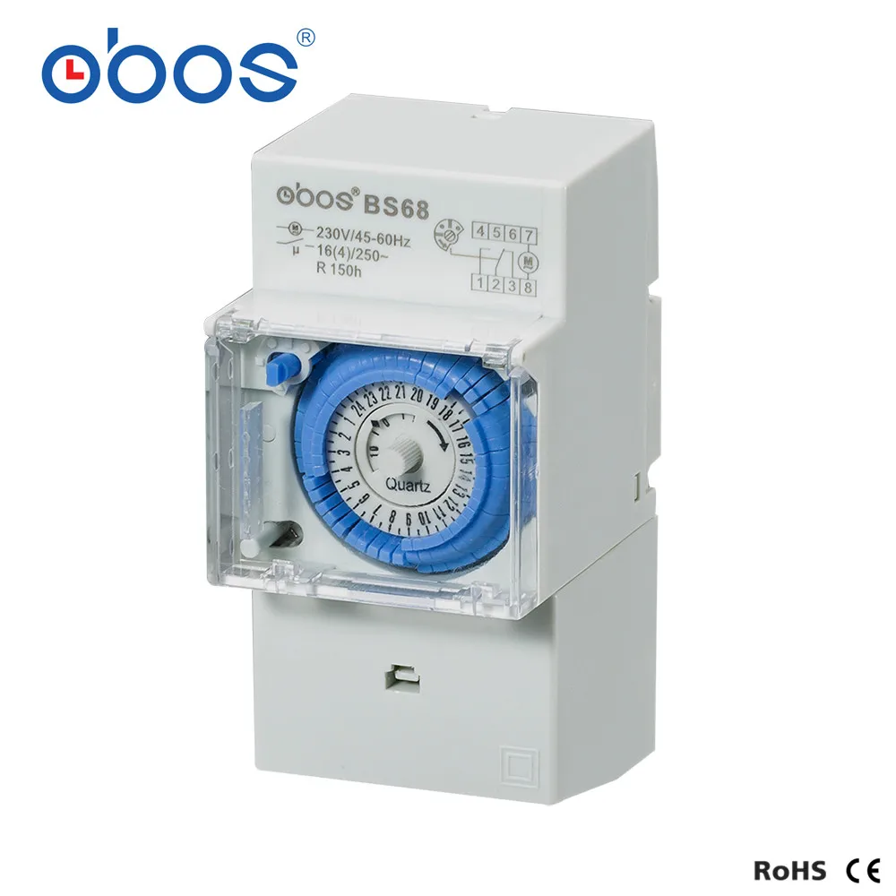 

OBOS100V~220V AC din rail 48 times on/off 24hours timer with minimum setting unit 30mins mechanical mini time switch