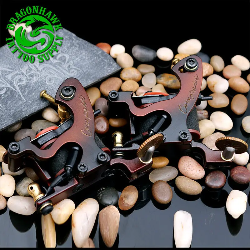 2pcs Professional Compass Tattoo Machine Liner And Shader Steel Frame Copper Coils Tattoo Gun