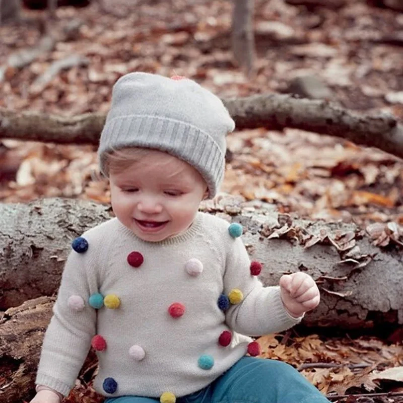 2018 Autumn Kids Sweater Colored Balls Baby Knitted Vests Toddler Boys