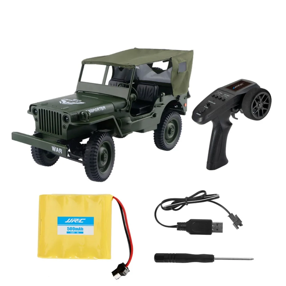 cheap 116 Mini Military Jeep Remote Control Buggy 4 Wheel Drive RC Truck Suspension Off Road Vehicle Simulation Model with tent