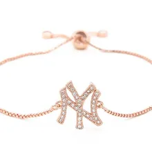 Золотая, серебряная цепочка micro pave cz Циркон кубический цирконий веревочный браслет с регулировкой макраме Круглый браслет ujg4543 буквы модный подарок