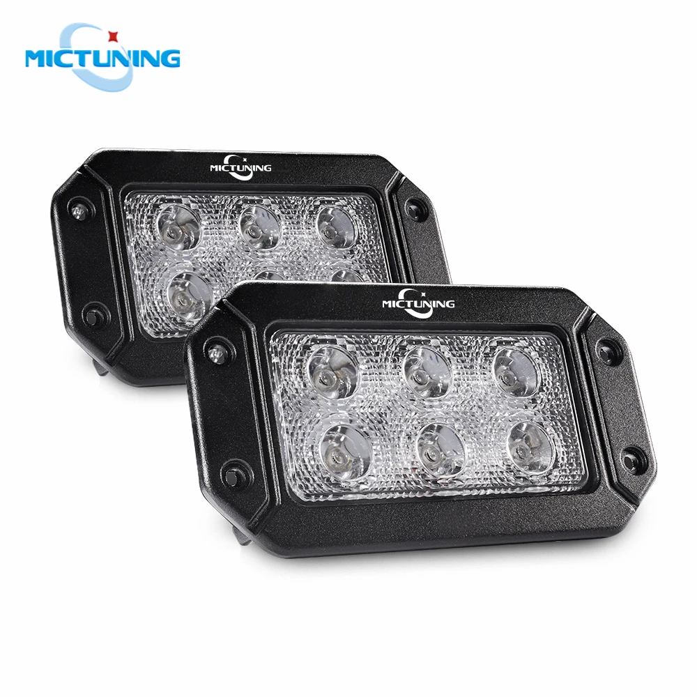 

MICTUNING 6.2'' 18W Flush Mount LED Work Light Pods For Jeep SUV UTV Flood Light Bar Front Bumper Grill Rear Backup Offroad Lamp