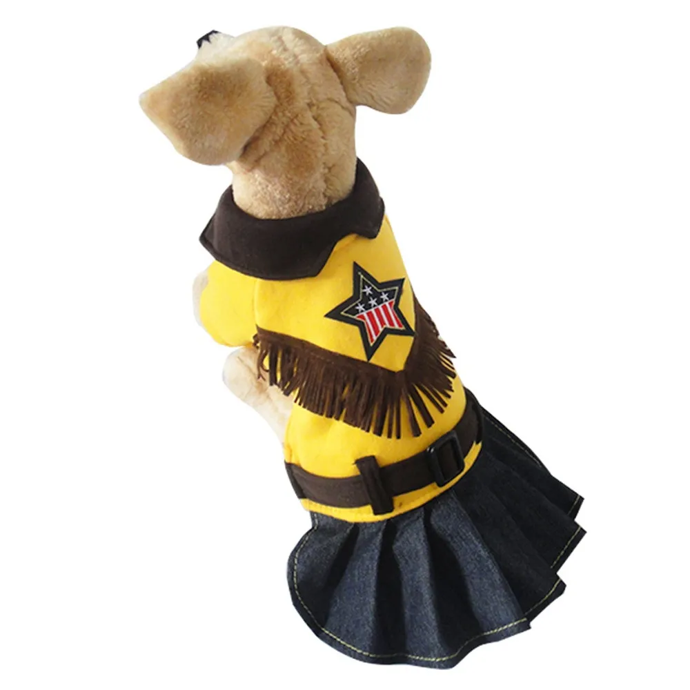 Fashion Yellow Pet Dog Jacket Winter Western Cowboy Lovers Pet Dog