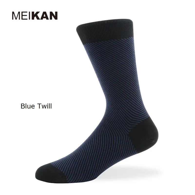 MKS2017001 MEIKANG Брендовые мужские носки высокого качества тонкие мерсеризованный хлопок высокой плотности ткачество бизнес Sox хлопок - Цвет: MKS2017003BlueTwill