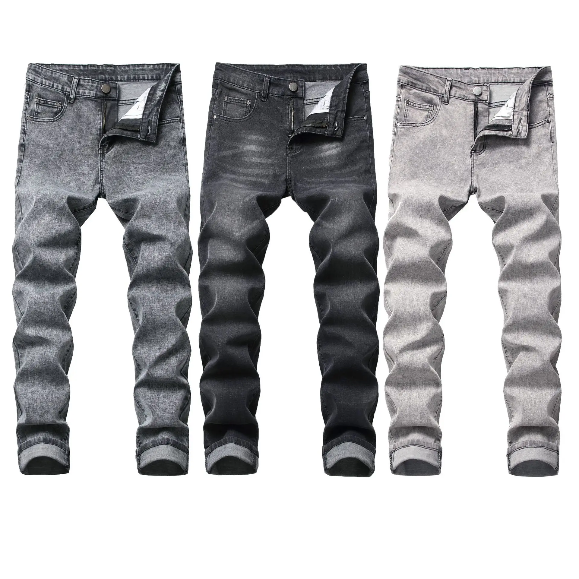 

QUANBO 2019 New Jeans Men Retro Nostalgia Stretch Slim Fit Jeans Mens Plus size 28-42 Casual Jeans Pants Black Denim Trousers