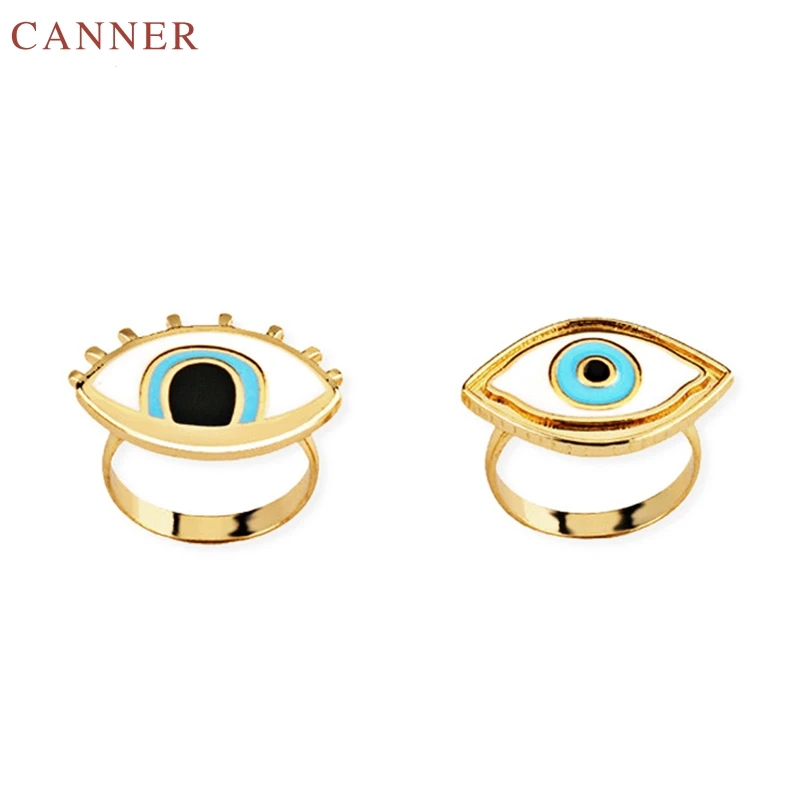 2pcs/set Ladies Evil Eye Ring Gold Color Adjustable Rings for Women Vintage Midi Knuckle Ring Jewelry bague femme C4