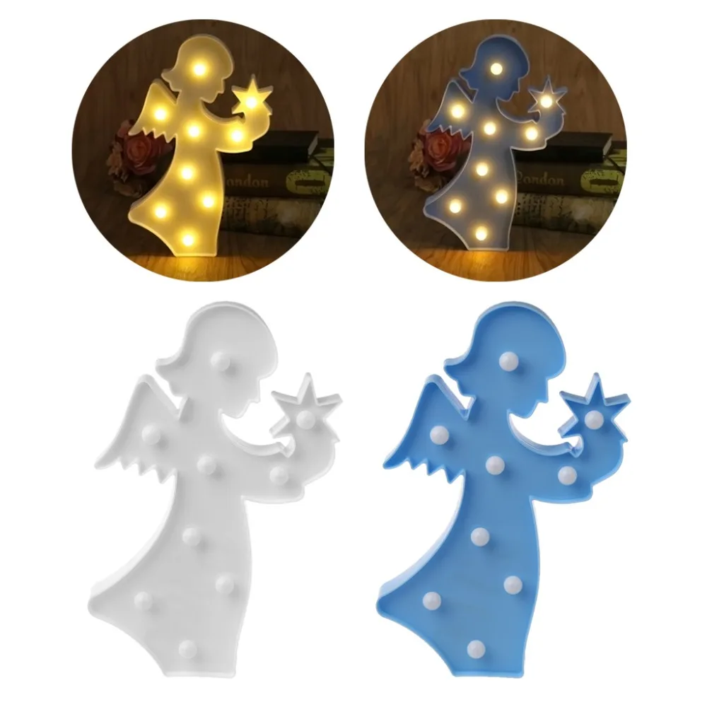 

3D Marquee Angel Table Lamp 9 LED Battery Operated Night Light Children's Room Decor Indoor Lighting