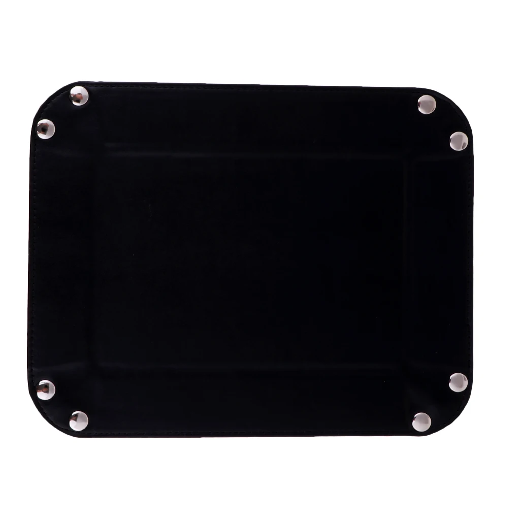 MagiDeal 2Pcs PU Leather Foldable Dices Rolling Tray Square 215x155x45mm for Watch Jewelry Storage Case Home Decor