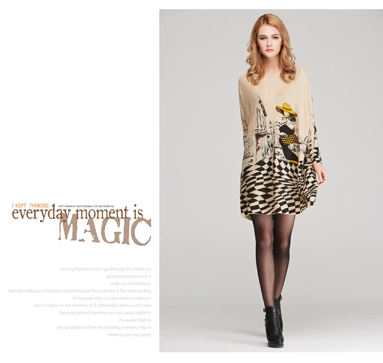 Autumn new European and American women fat mm large size sweater loose was large size printed pullover women (14)