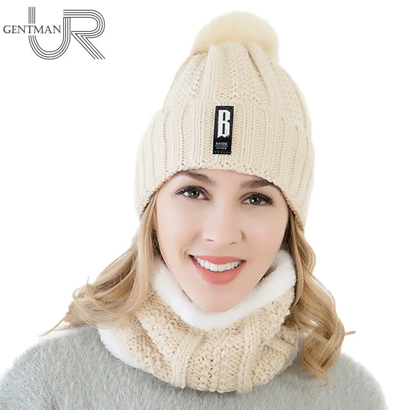 Buy New 2Pcs Warm Set Women Winter Hat Fur Lined Beanies Cap+Neck Warmer/B