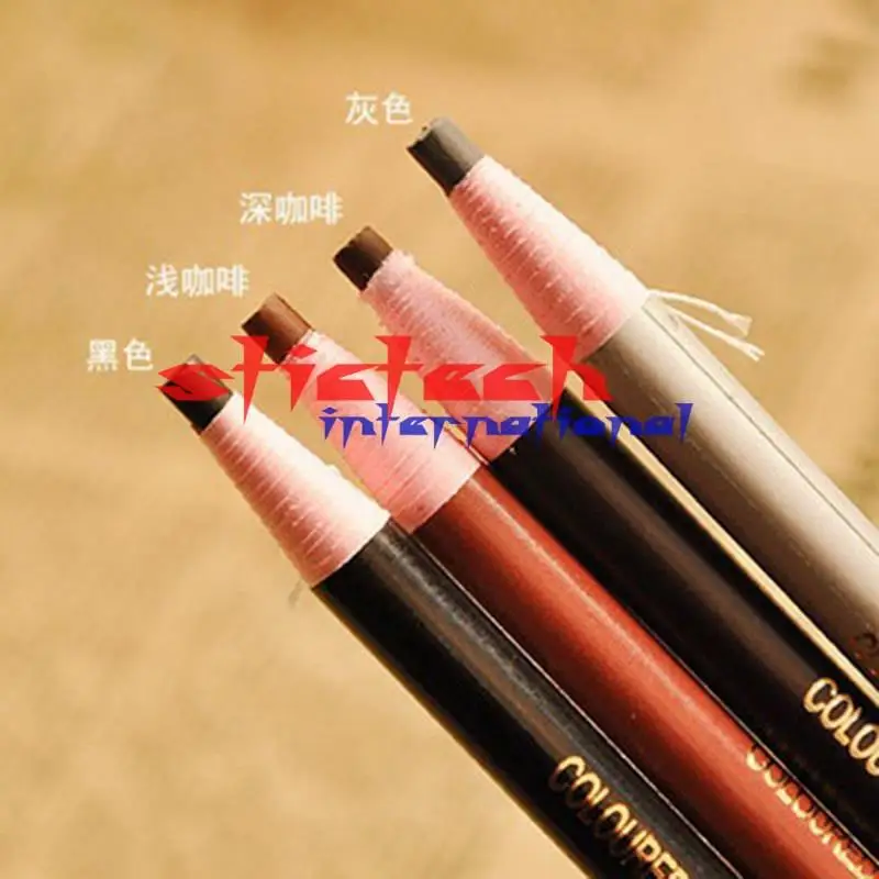 Ems или dhl 1000Pc Горячая долговечный натуральный макияж карандаш для бровей карандаш для подводки бровей с Кисточки для макияжа - Цвет: Black
