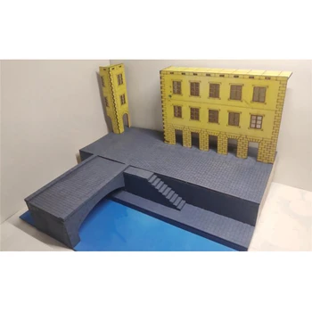 

1/72 DIY European Urban Street Tank Battle Scenes Model Wooden Assembly Model Accessories Kit Fits Children Over Three Years Old
