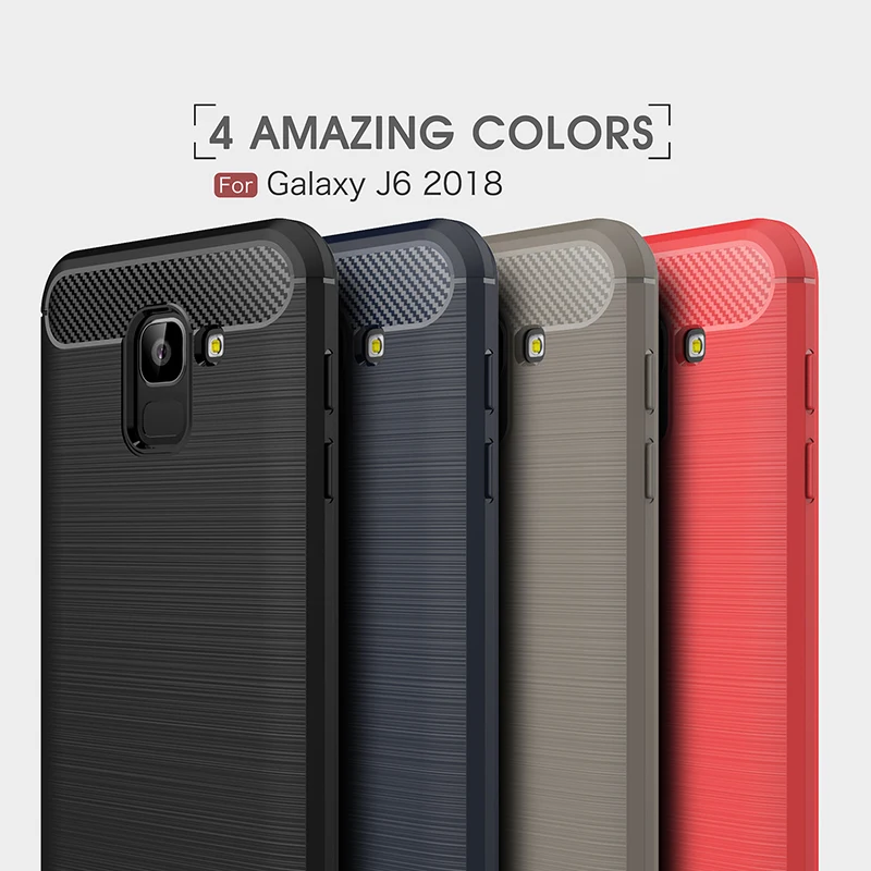 

1Pcs Luxury Mobile Phone Cases for Samsung J6 2018 Silicone Drop Protection Gel carbon fiber Soft Shell