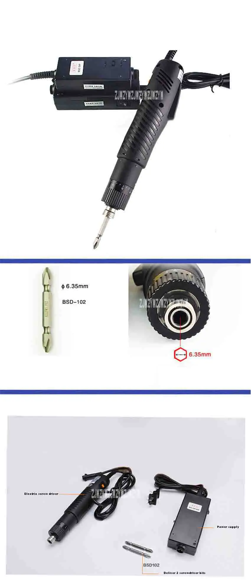 Новое поступление Мощность инструменты BSD-102 прямые Тип штекера электрическая отвертка, регулируемый Крутящий момент 4-35kgf.cm 220 V 45 W 1000r/мин 6,35 мм