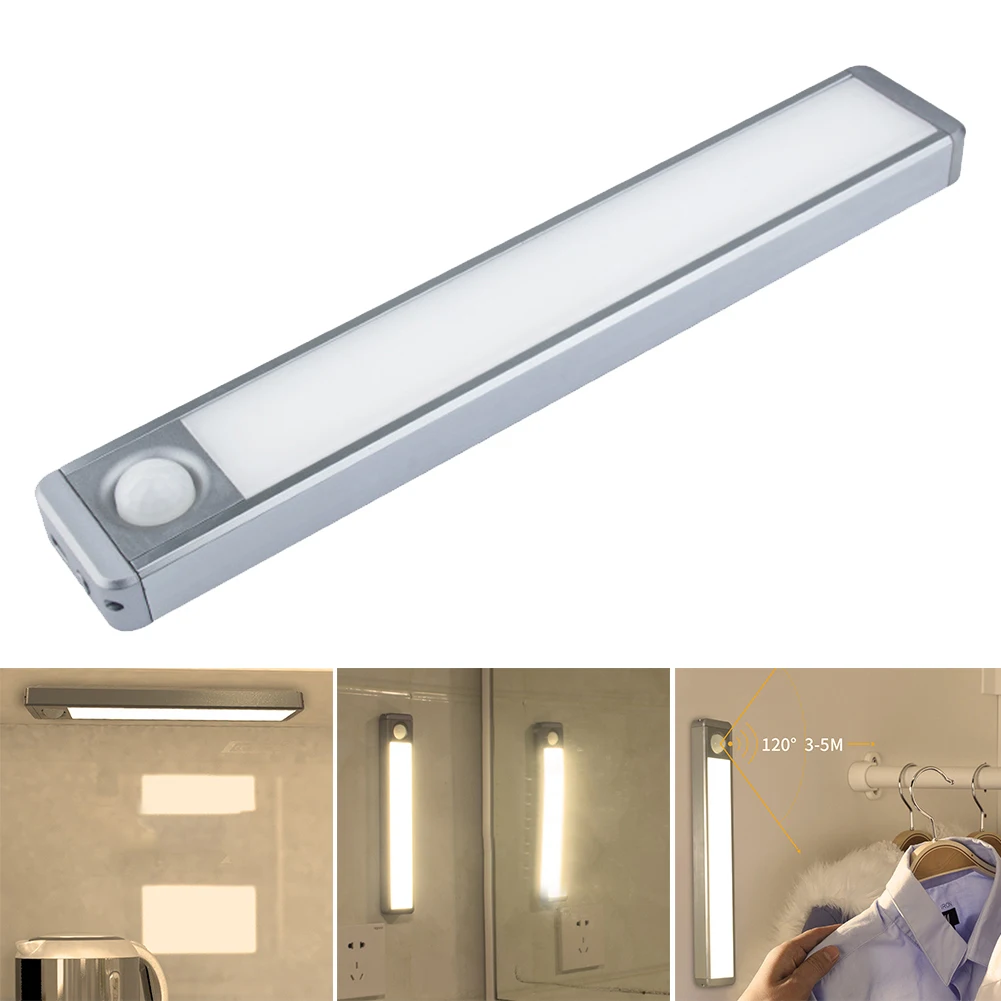 

33 LED Removable Bar Closet Light Magnetic Stick Stairs Wireless Motion Sensor Bedroom Cabinet Lamp Wardrobe USB Rechargeable