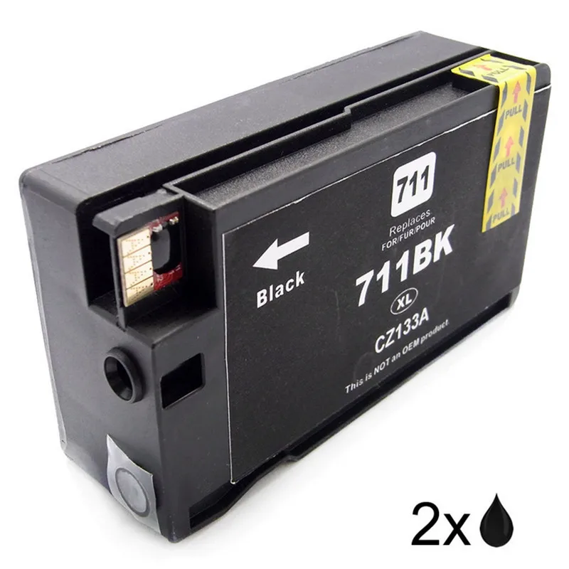 

2PK For HP 711 Black Ink Cartridge for HP711 For HP T520 T120 Printe