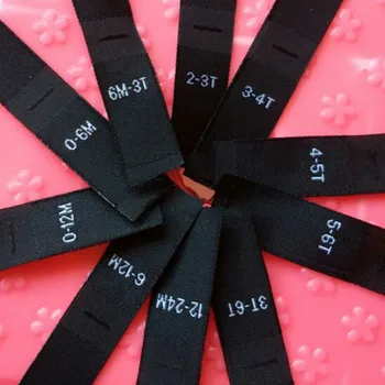 

Custom White/Black polyester cloth number size labels for America/Europe clothing