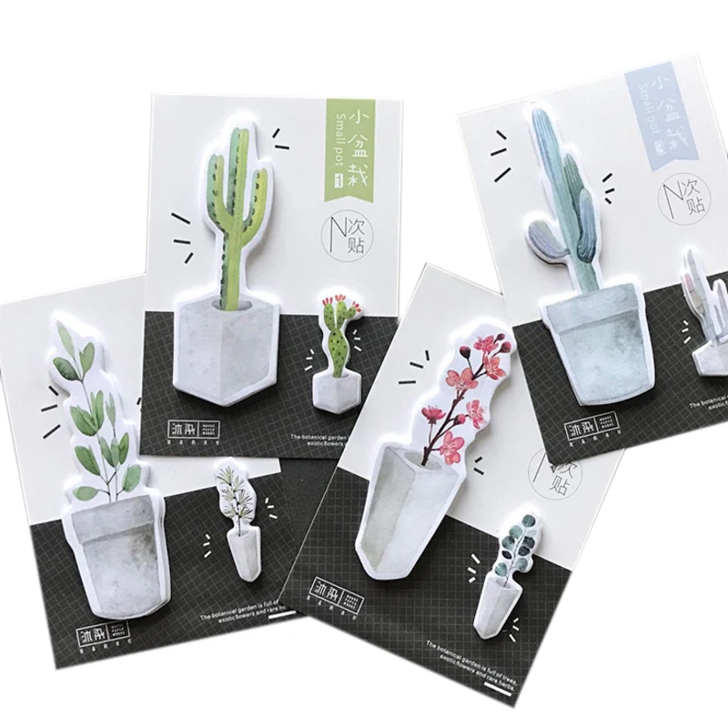 

20packs/lot cute small pot cactus flower memo sticky memo scratch notepad remind label wholesale