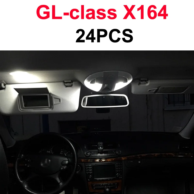 Идеальный белый светодиодный светильник для внутреннего чтения Карта купольный комплект для Mercedes Benz M ML GL GLK GLA W163 W164 W166 X164 X166 X156 X204 - Испускаемый цвет: GL class X164 -24PCS