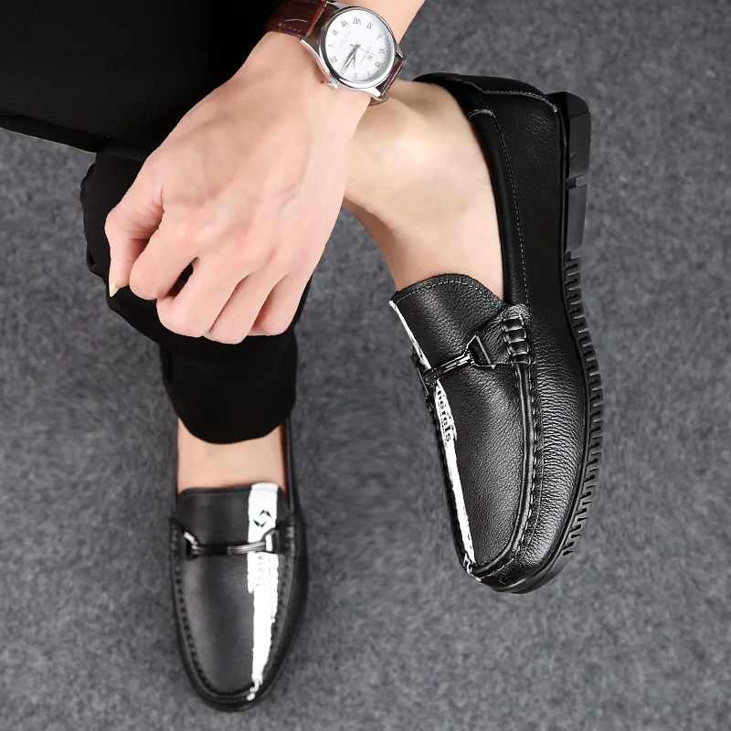 

Luxury Full Genuine Leather Men Shoes Brand High Top Quality Flats Men Loafers Soft Light Weight Handmade Men Lazy Casual Shoes
