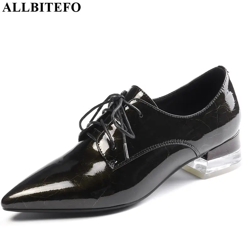 

ALLBITEFO crystal heel genuine leather fashion ladies high heel shoes women heels hot sale spring autumn girl high heels