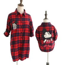 Família combinando roupas mãe filha família olhar impresso manga longa xadrez camisa outono verão mouse bebê roupas da família