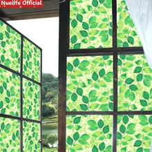 Светлое изображение зеленого листа матовая самоклеящаяся стеклянная пленка детская комната гостиная спальня ванная комната непрозрачная ТОЛСТАЯ ПВХ пленка для окон