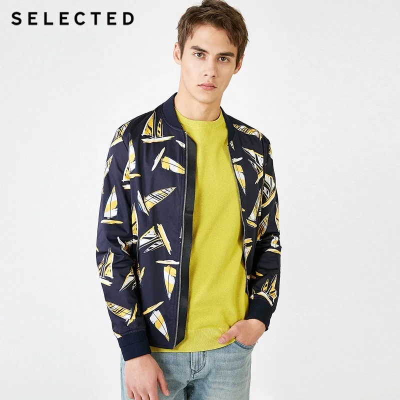 

SELECTED new men's micro-elastic printed baseball collar regular fit jackets C|4191OM508