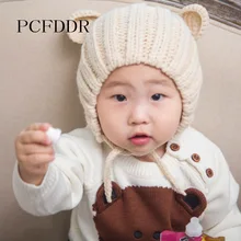 PCFDDR мужские и женские детские шапки, уши, шерсть, детские шапки, осень и зима с чистыми ручными детскими шапками