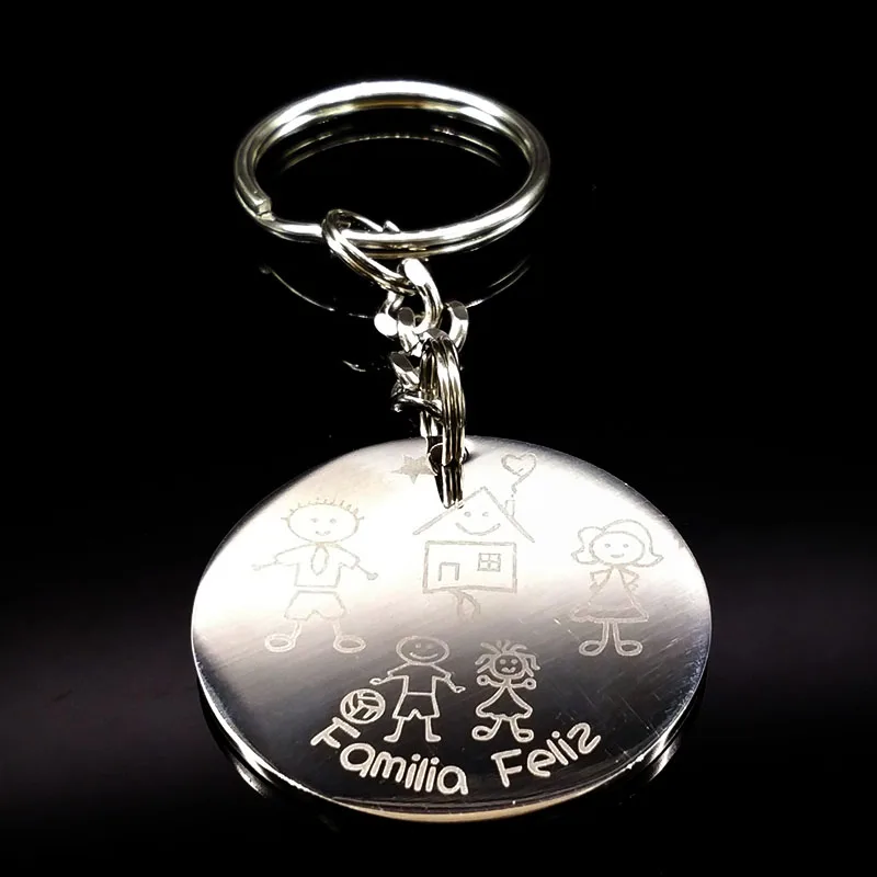 Семейные брелоки из нержавеющей стали с героями мультфильмов для мам милые